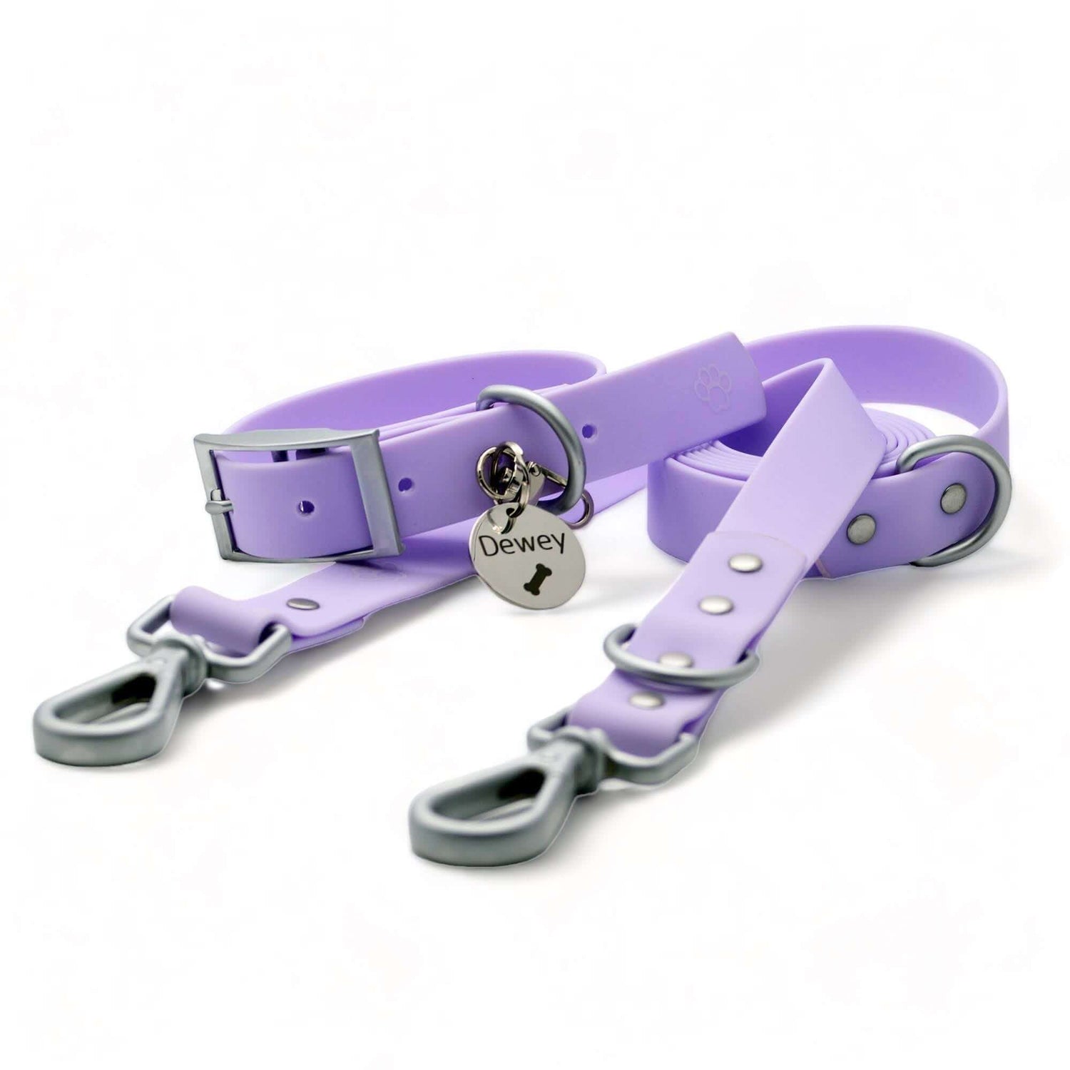 Dog collar, leash and ID tag set