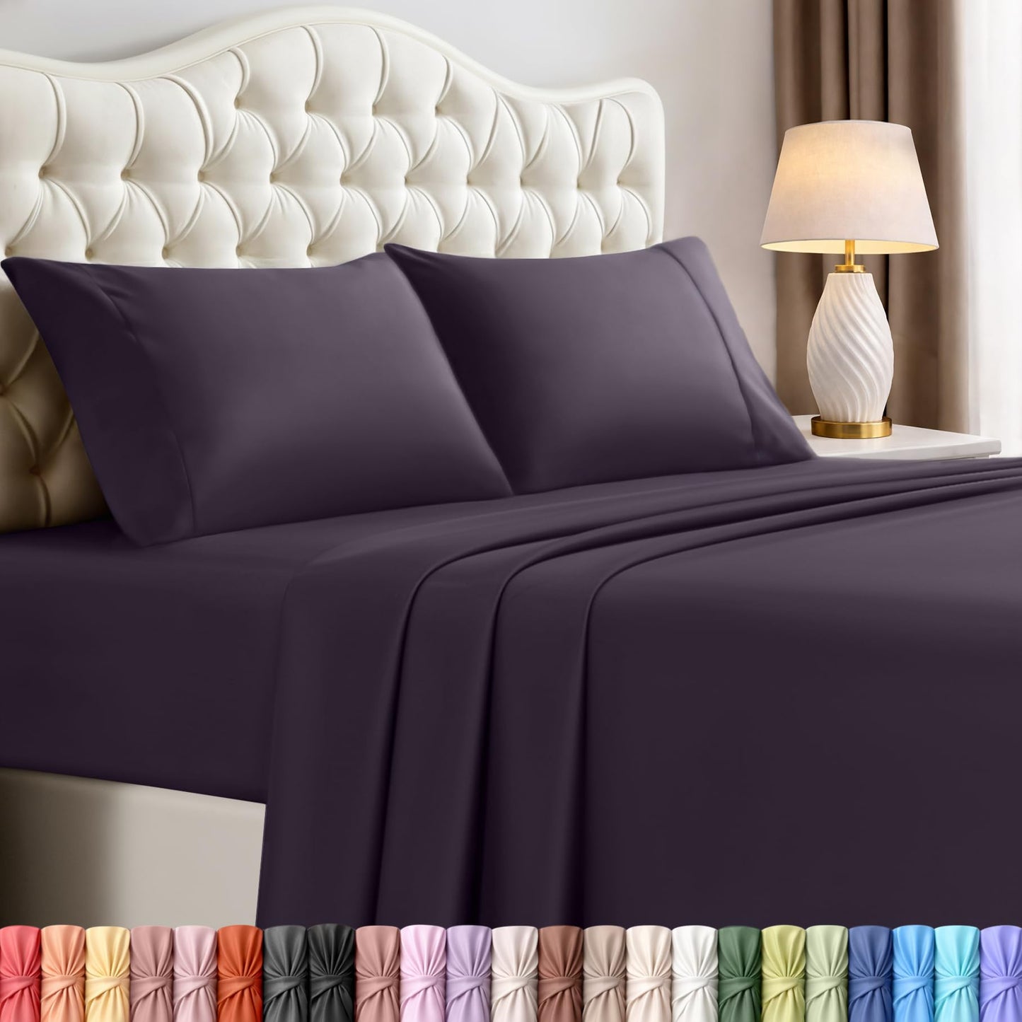 Luxury Cooling Queen Bed Sheets — 4 Piece Set