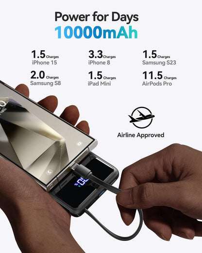 INIU 20000mAh Power Bank, Small 45W PD Fast Charging Portable Charger with Built-in USB C Cable, Flight-Safe Travel External Phone Battery Pack for iPhone 17 16 Pro Max Samsung S25 S26 Google iPad etc