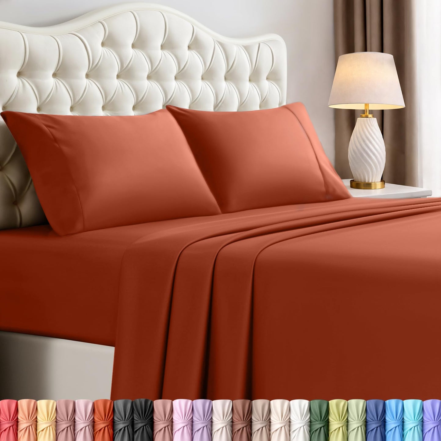 Luxury Cooling Queen Bed Sheets — 4 Piece Set