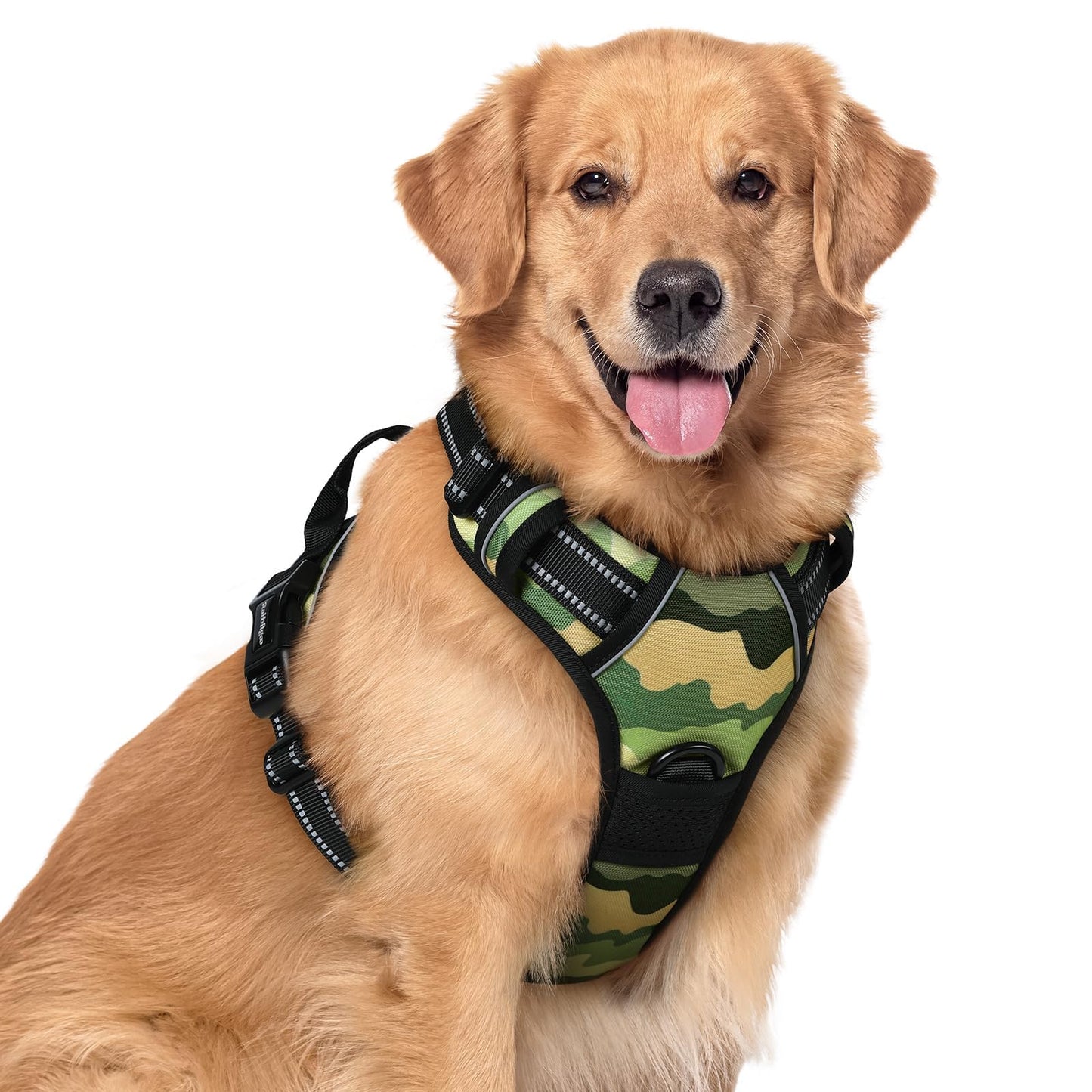 rabbitgoo Dog Harness, No-Pull Pet Harness with 2 Leash Clips, Adjustable Soft Padded Vest, Reflective No-Choke Pet Oxford Vest with Easy Control Handle for Large Dogs, Purple, L