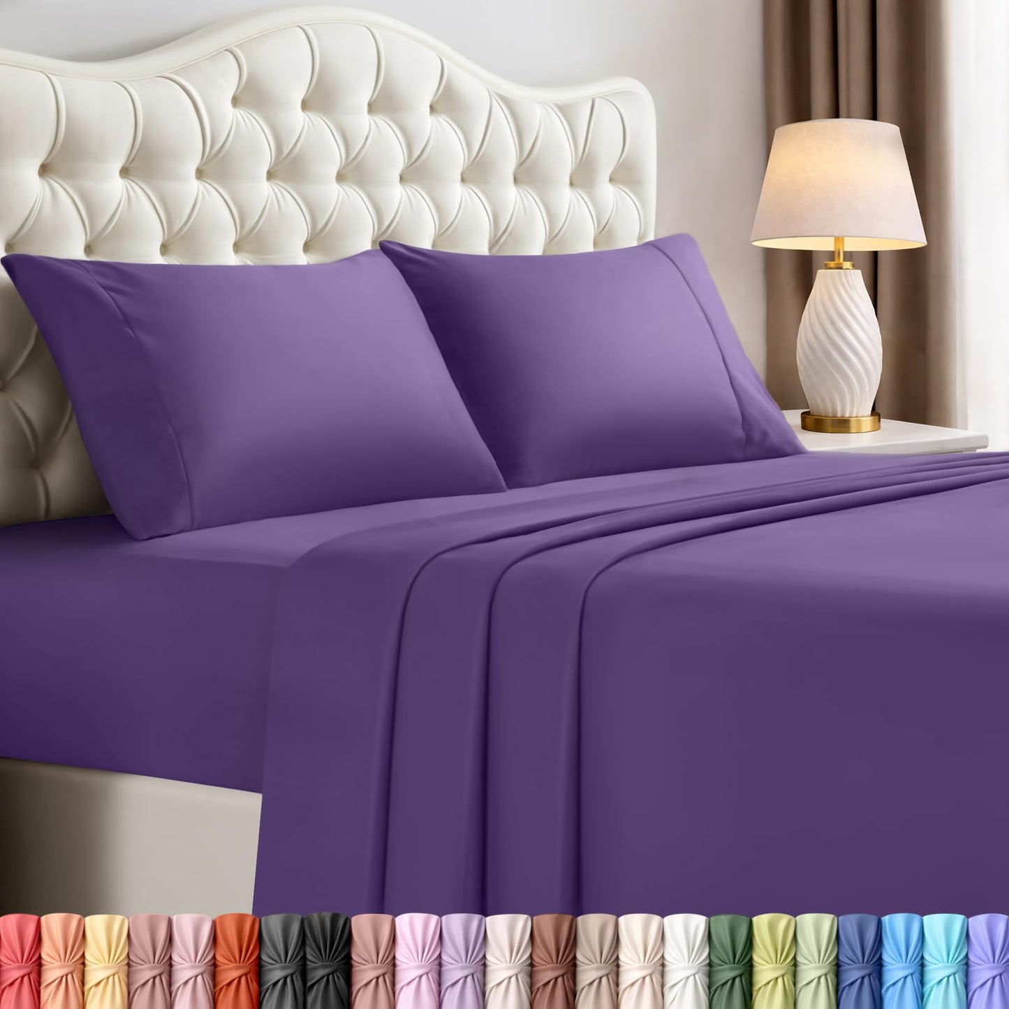 Luxury Cooling Queen Bed Sheets — 4 Piece Set