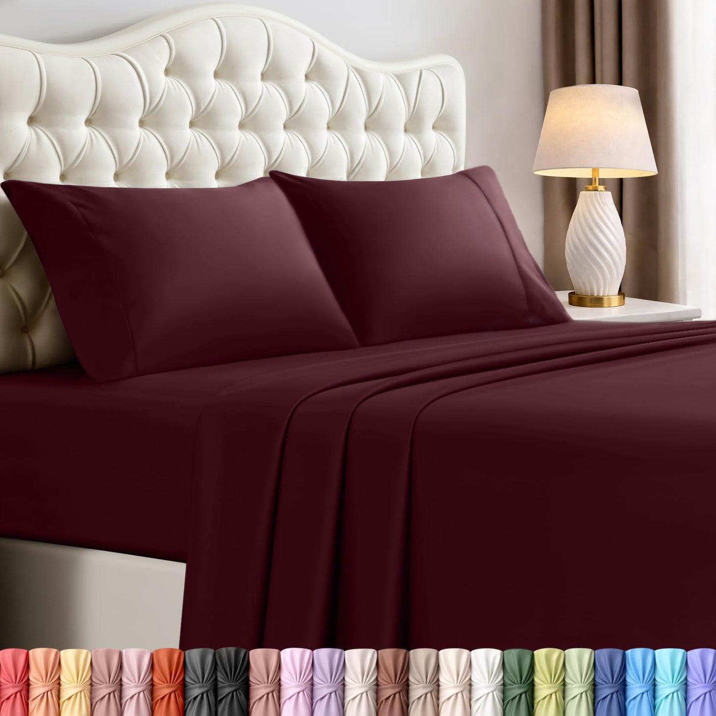 Luxury Cooling Queen Bed Sheets — 4 Piece Set