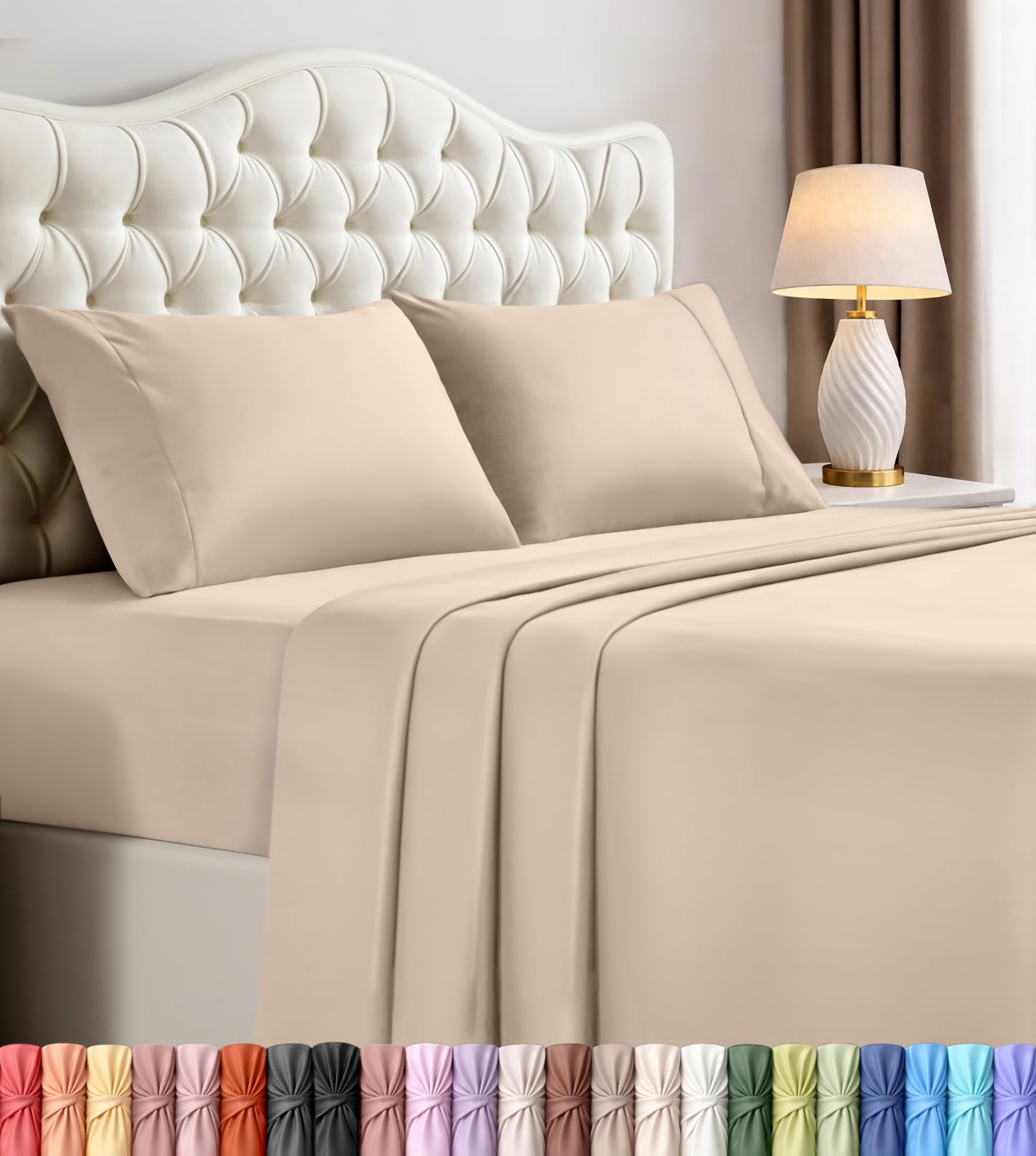 Luxury Cooling Queen Bed Sheets — 4 Piece Set