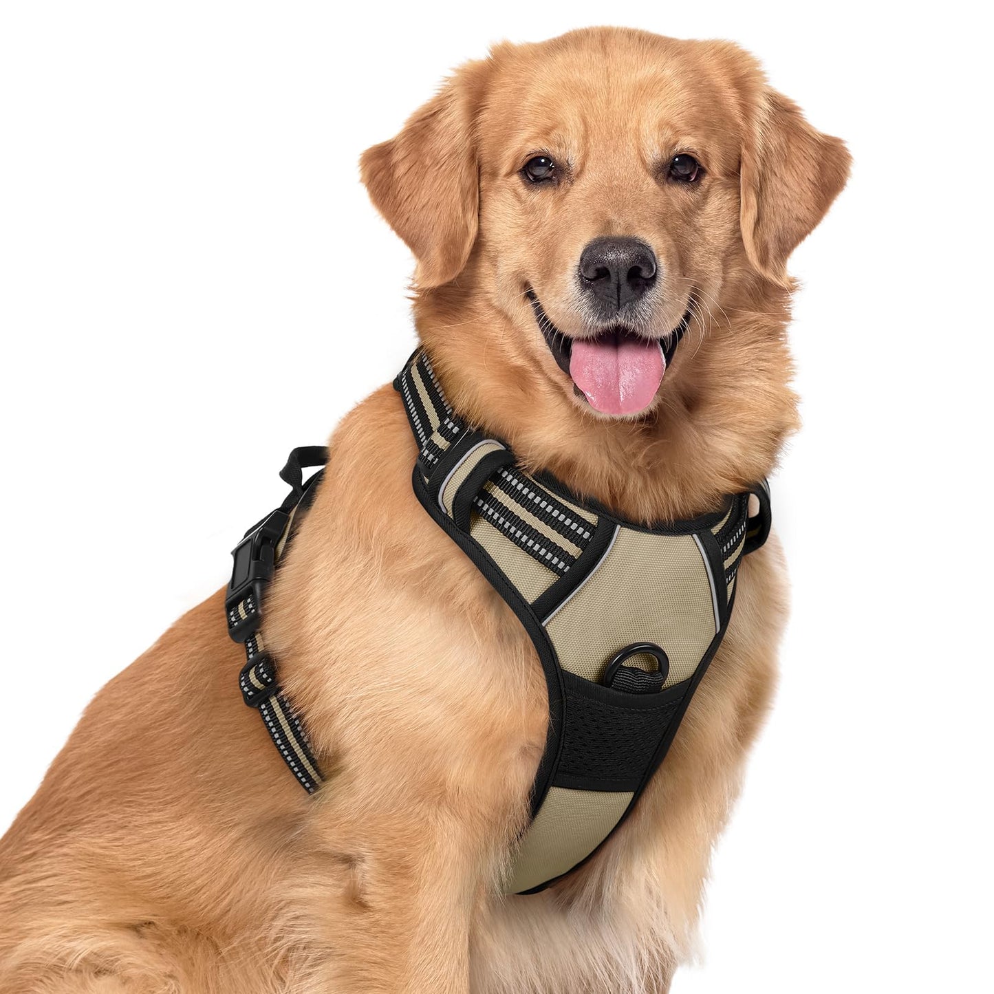 rabbitgoo Dog Harness, No-Pull Pet Harness with 2 Leash Clips, Adjustable Soft Padded Vest, Reflective No-Choke Pet Oxford Vest with Easy Control Handle for Large Dogs, Purple, L