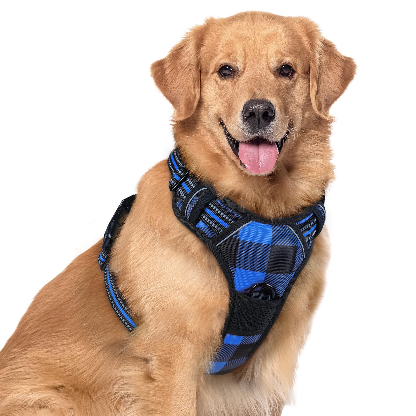 rabbitgoo Dog Harness, No-Pull Pet Harness with 2 Leash Clips, Adjustable Soft Padded Vest, Reflective No-Choke Pet Oxford Vest with Easy Control Handle for Large Dogs, Purple, L