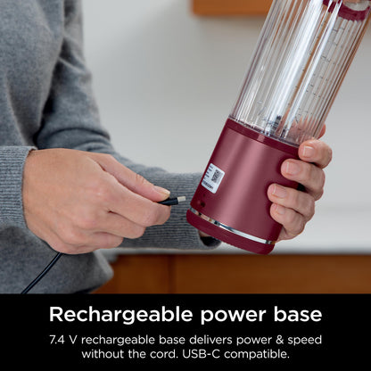 Ninja Blast Portable Blender, Cordless, 18oz. Vessel, Personal Blender for Shakes & Smoothies, BPA Free, Leakproof Lid, USB-C Rechargeable, Red, BC151CRC (Canadian Version)
