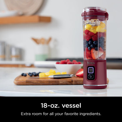 Ninja Blast Portable Blender, Cordless, 18oz. Vessel, Personal Blender for Shakes & Smoothies, BPA Free, Leakproof Lid, USB-C Rechargeable, Red, BC151CRC (Canadian Version)