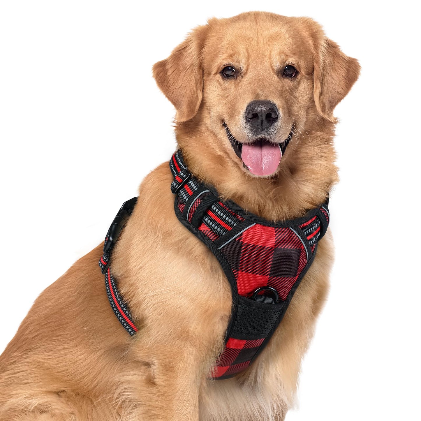 rabbitgoo Dog Harness, No-Pull Pet Harness with 2 Leash Clips, Adjustable Soft Padded Vest, Reflective No-Choke Pet Oxford Vest with Easy Control Handle for Large Dogs, Purple, L