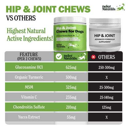 Deley Naturals Hip & Joint Supplement for Dogs — 120 Chews