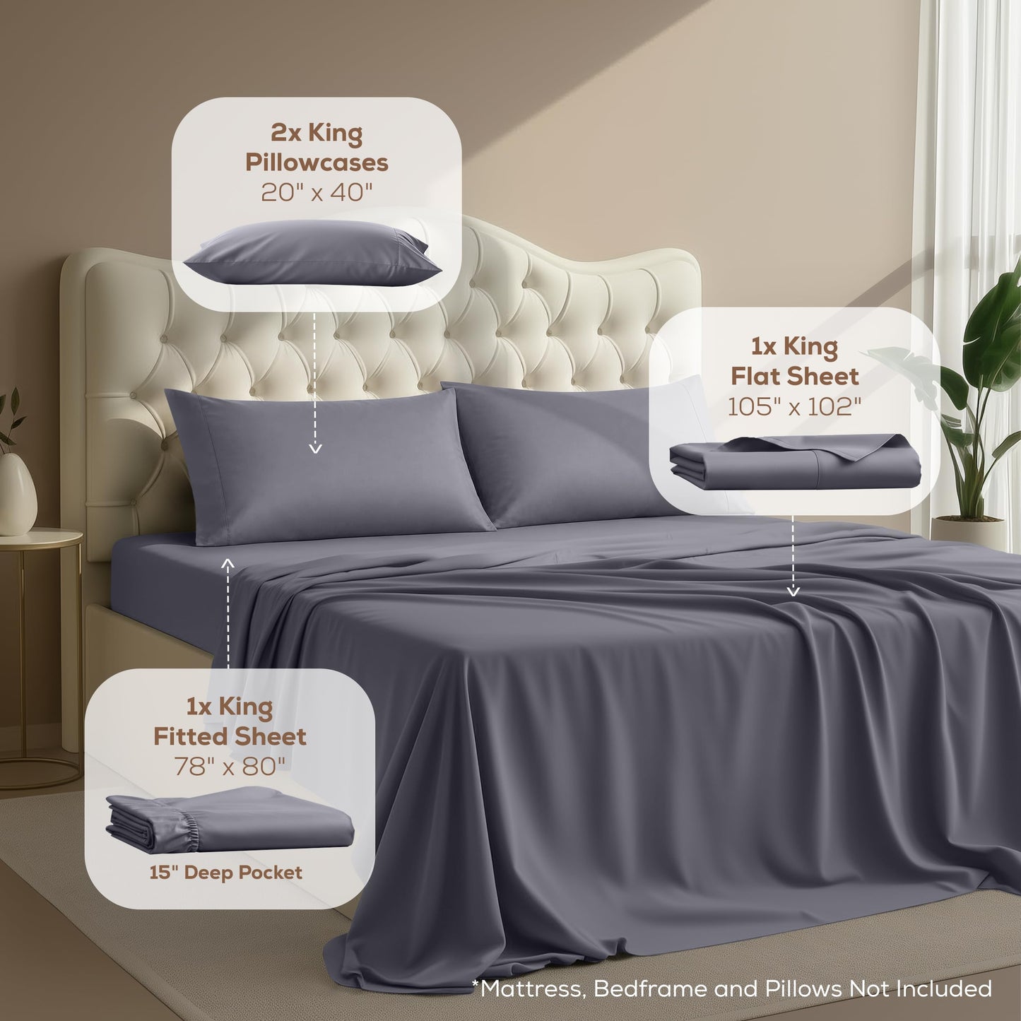 Luxury Cooling Queen Bed Sheets — 4 Piece Set