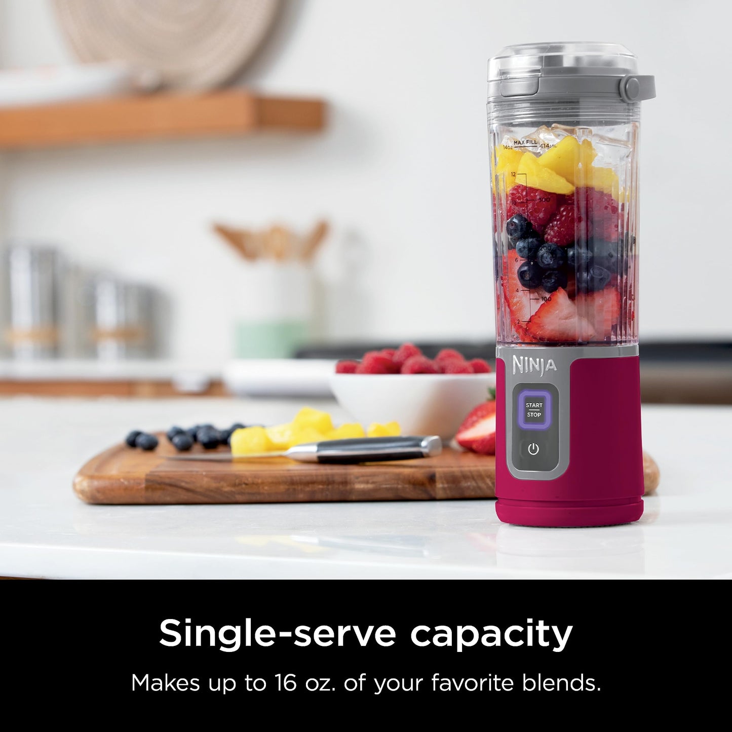 Ninja Blast Portable Blender, Cordless, 18oz. Vessel, Personal Blender for Shakes & Smoothies, BPA Free, Leakproof Lid, USB-C Rechargeable, Red, BC151CRC (Canadian Version)