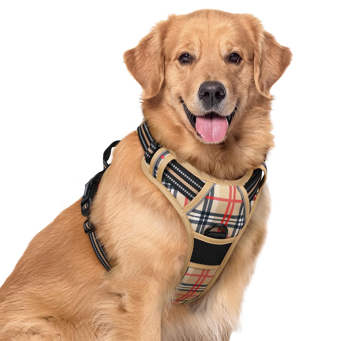 rabbitgoo Dog Harness, No-Pull Pet Harness with 2 Leash Clips, Adjustable Soft Padded Vest, Reflective No-Choke Pet Oxford Vest with Easy Control Handle for Large Dogs, Purple, L