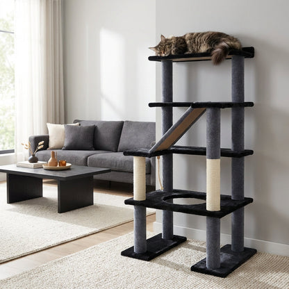 Maine Coon 65" Cat Tower - 5-Level Cat Tree