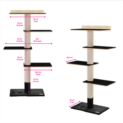 72 inches Wall Mounted Cat Tower - Perfect for small spaces