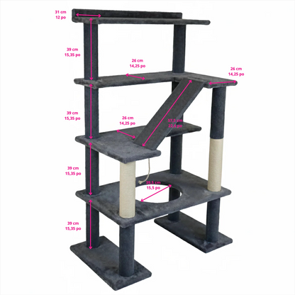 Maine Coon 65" Cat Tower - 5-Level Cat Tree