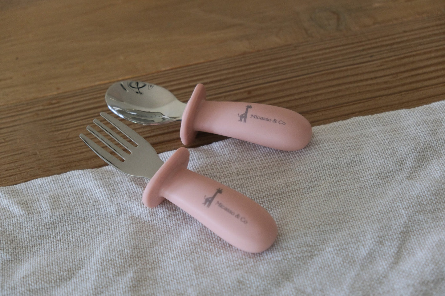 Silicone & Steel Spoon & Fork Set — Toddler Cutlery