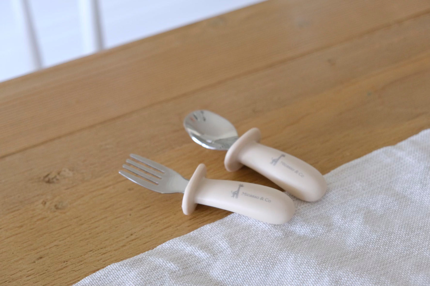 Silicone & Steel Spoon & Fork Set — Toddler Cutlery