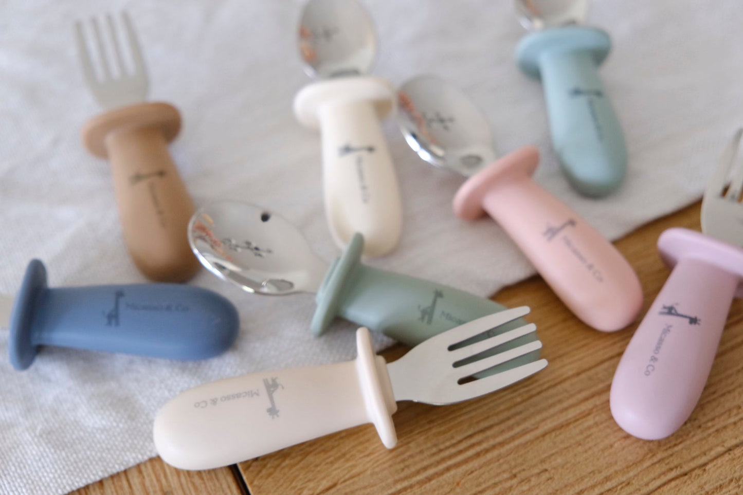 Silicone & Steel Spoon & Fork Set — Toddler Cutlery