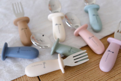 Silicone & Steel Spoon & Fork Set — Toddler Cutlery