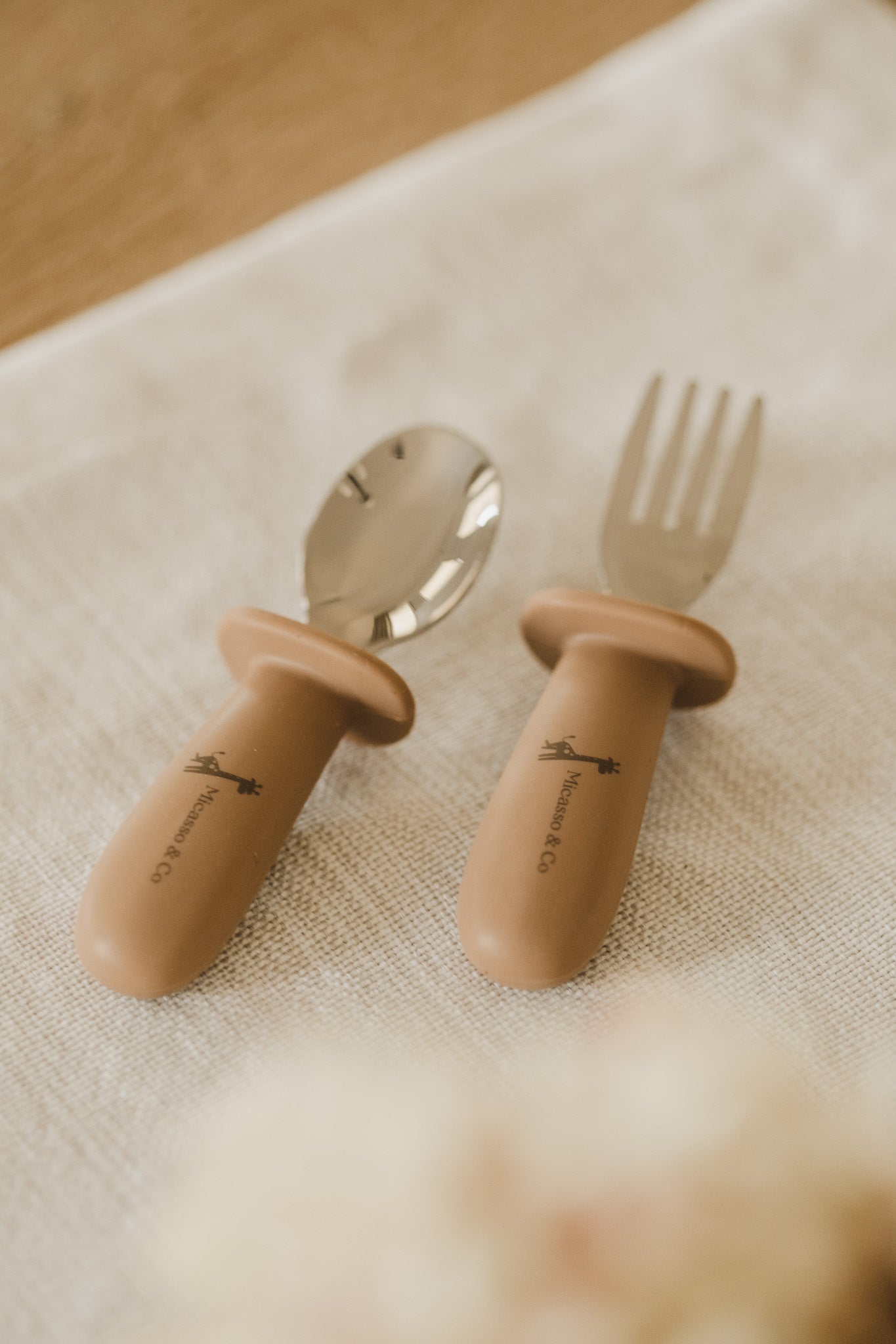 Silicone & Steel Spoon & Fork Set — Toddler Cutlery