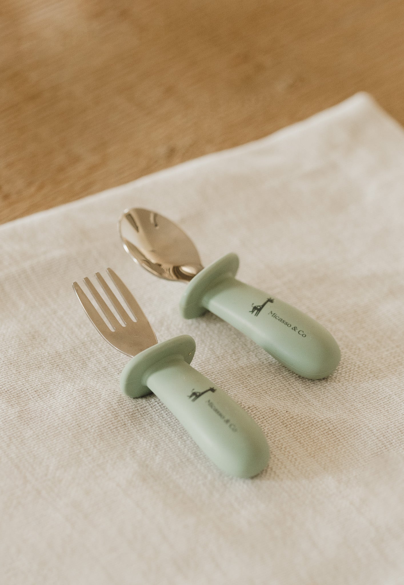 Silicone & Steel Spoon & Fork Set — Toddler Cutlery