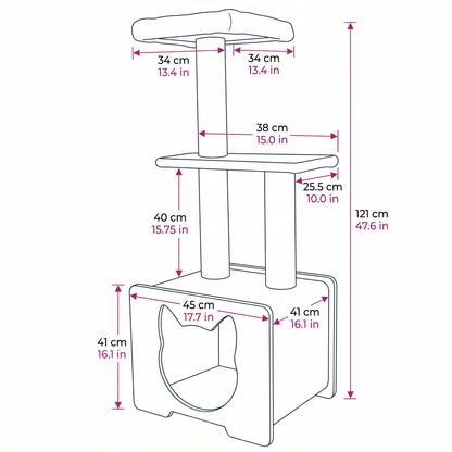Hut Hideout - Deluxe 3-Level Cat Tree